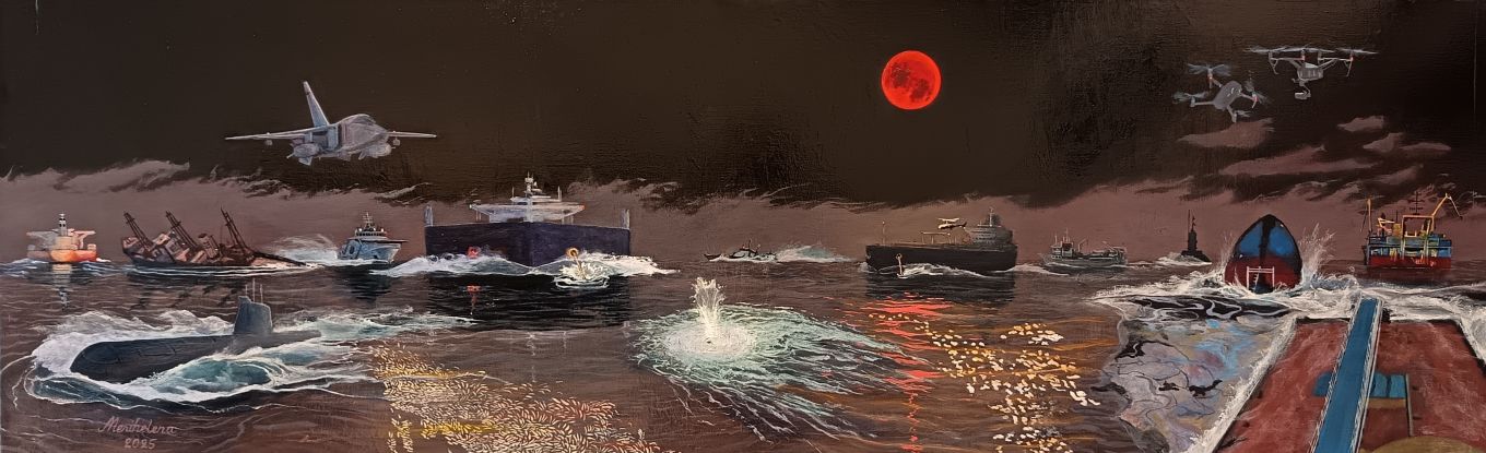 3 varjolaivat skuggfartyg oljy 2025 46cm x 145cm